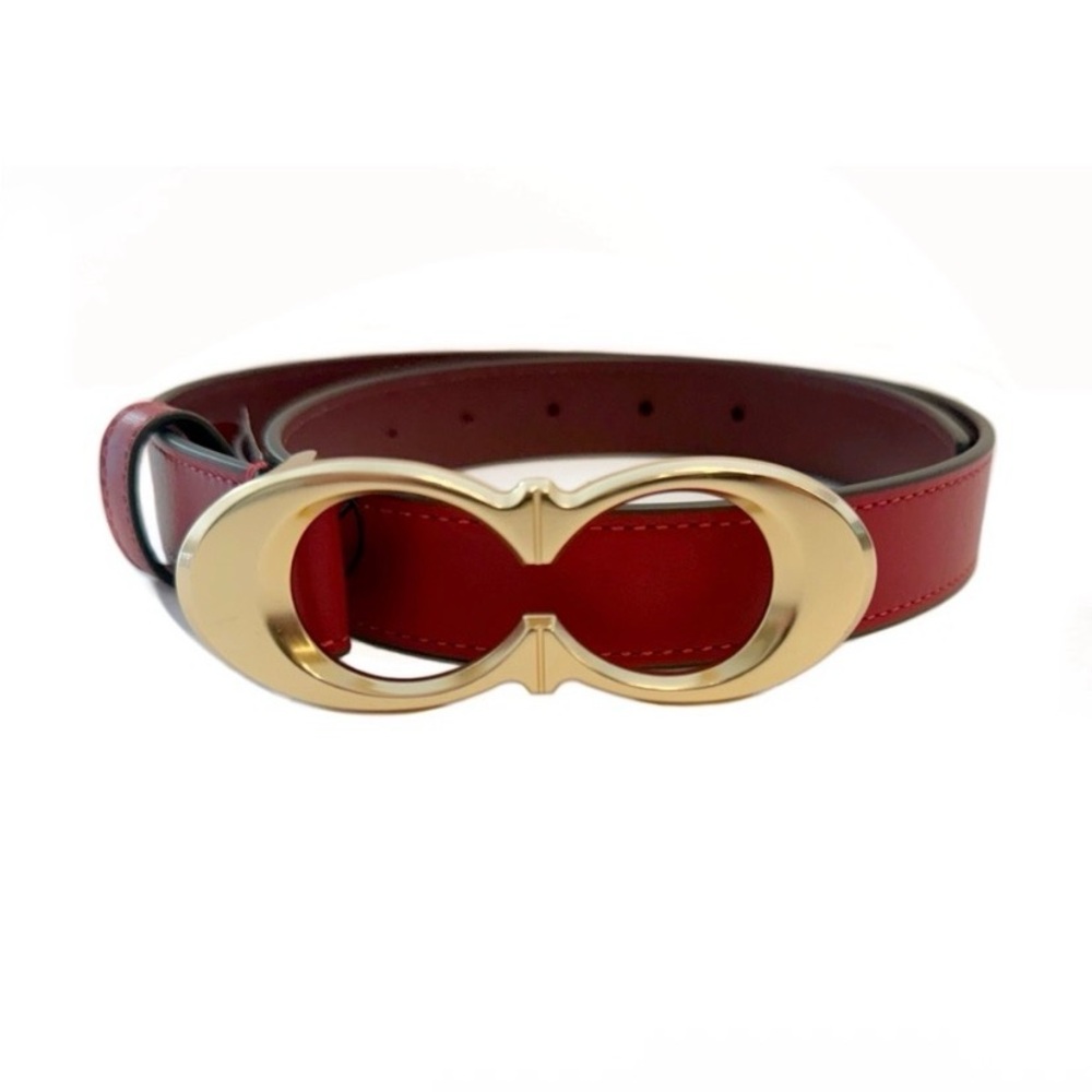 Coach Red Belt with Gold Buckle - Picture 3 of 10